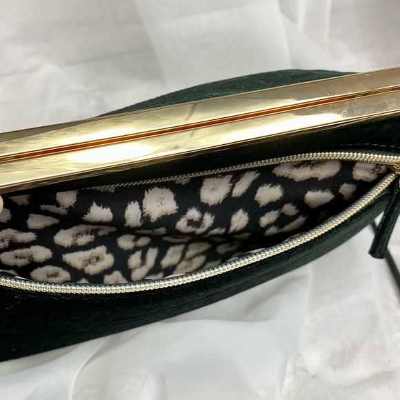NEW  Stella & Dot  Green Velour Clutch/Shoulder/Cross Body Purse  11” x 6” x 4” - Picture 14 of 16